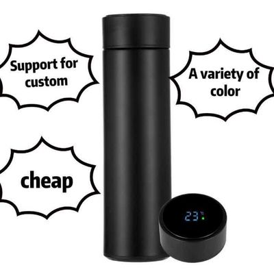 Garrafa termo isolada a vácuo sem BPA com display de temperatura LED e infusor de chá
