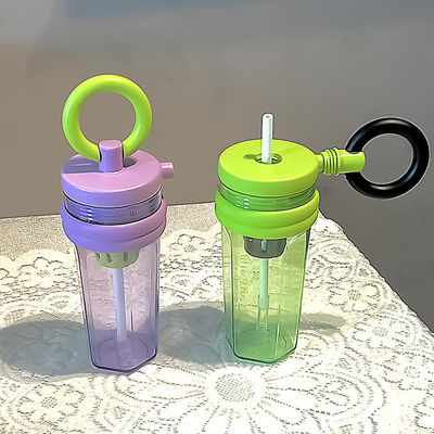Copo de viagem com palha 700 ml Grande capacidade de isolamento térmico garrafa transparente portátil
