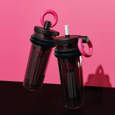 Copo de viagem com palha 700 ml Grande capacidade de isolamento térmico garrafa transparente portátil
