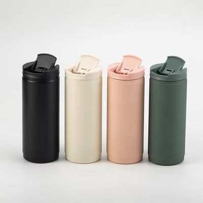 Copo de café de aço inoxidável de parede dupla com tampa de estilo esportivo