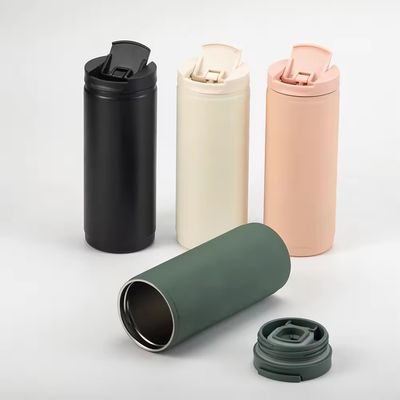 Copo de café de aço inoxidável de parede dupla com tampa de estilo esportivo