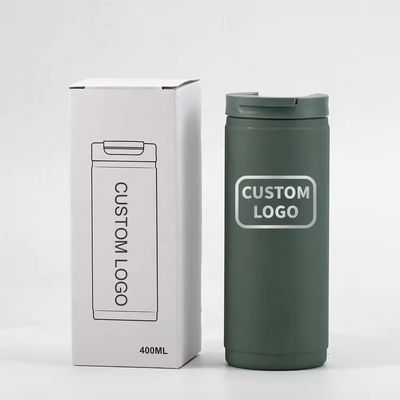 Copo de café de aço inoxidável de parede dupla com tampa de estilo esportivo