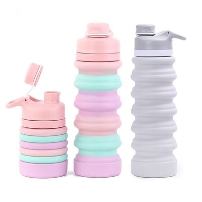Logotipo personalizado 750ml garrafa de água dobrável silicone livre de BPA para crianças escola e esportes