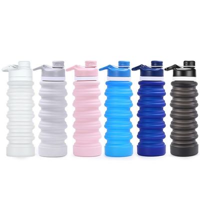 Logotipo personalizado 750ml garrafa de água dobrável silicone livre de BPA para crianças escola e esportes