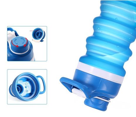Logotipo personalizado 750ml garrafa de água dobrável silicone livre de BPA para crianças escola e esportes