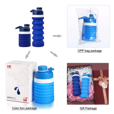 Logotipo personalizado 750ml garrafa de água dobrável silicone livre de BPA para crianças escola e esportes