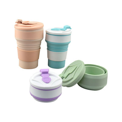 350ml/500ml Impressão personalizada Copo de silicone dobrável para garrafa de água portátil reutilizável