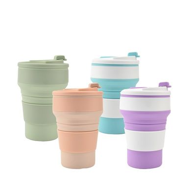 350ml/500ml Impressão personalizada Copo de silicone dobrável para garrafa de água portátil reutilizável