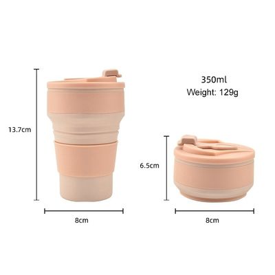 350ml/500ml Impressão personalizada Copo de silicone dobrável para garrafa de água portátil reutilizável