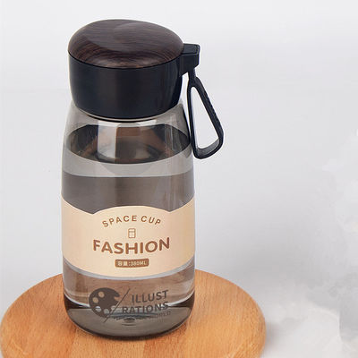 Impressão de logotipo transparente 380ml garrafa de água de plástico portátil simples para esportes ao ar livre