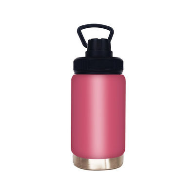 12oz de frasco reutilizável de parede dupla rosa com desempenho de isolamento térmico e alça