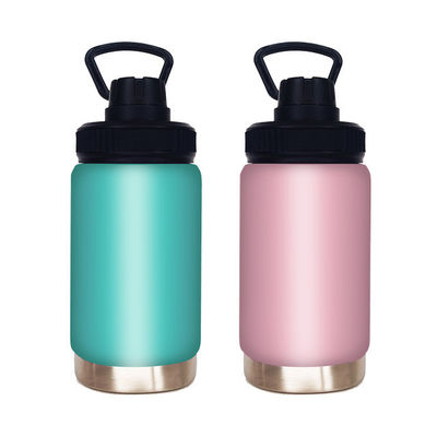 12oz de frasco reutilizável de parede dupla rosa com desempenho de isolamento térmico e alça