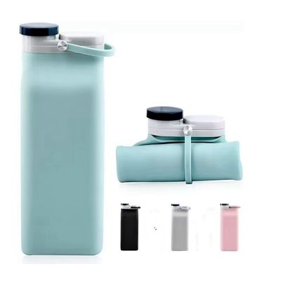 Garrafa de água reciclável Moda Garrafas de água de silicone dobráveis de 600 ml para fácil portabilidade