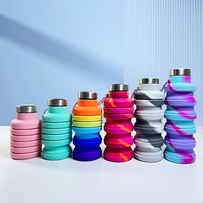 Outdoor Sport Tour Bottle Cute Reciclável Colorido garrafas de água de silicone com logotipo personalizado