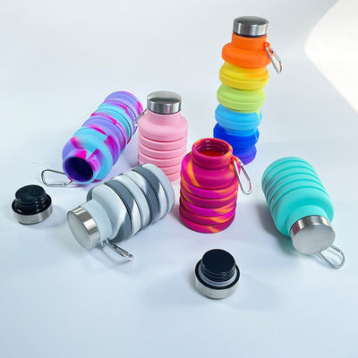 Outdoor Sport Tour Bottle Cute Reciclável Colorido garrafas de água de silicone com logotipo personalizado