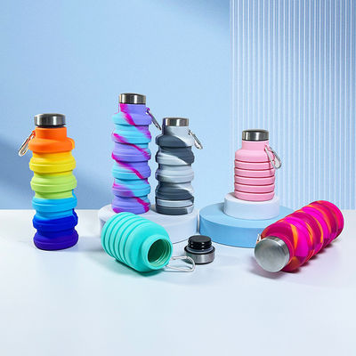 Outdoor Sport Tour Bottle Cute Reciclável Colorido garrafas de água de silicone com logotipo personalizado