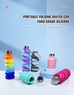 Outdoor Sport Tour Bottle Cute Reciclável Colorido garrafas de água de silicone com logotipo personalizado