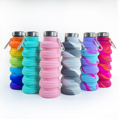 Outdoor Sport Tour Bottle Cute Reciclável Colorido garrafas de água de silicone com logotipo personalizado