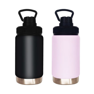 Garrafa de água de aço inoxidável preta de 32 oz