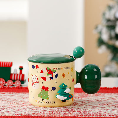 Sublimação Copo de Cerâmica Reutilizável 3D Presente de Taça de Natal com Capa e Colher