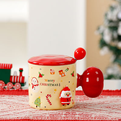 Sublimação Copo de Cerâmica Reutilizável 3D Presente de Taça de Natal com Capa e Colher
