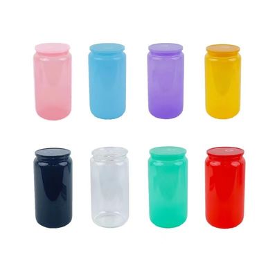 Garrafa de vidro de 16 oz de forma colorida e elegante para água de frutas gratuita