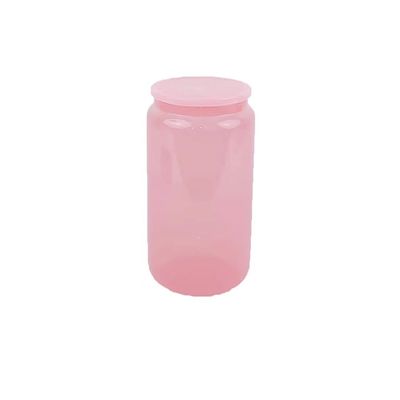 Garrafa de vidro de 16 oz de forma colorida e elegante para água de frutas gratuita