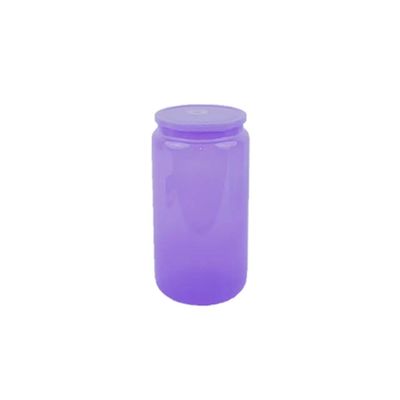 Garrafa de vidro de 16 oz de forma colorida e elegante para água de frutas gratuita