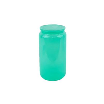 Garrafa de vidro de 16 oz de forma colorida e elegante para água de frutas gratuita