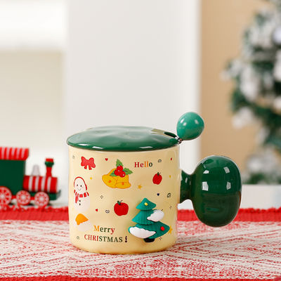 Sublimação Custom Cerâmica Copo com tampa e colher High Beauty 3D Natal Mug Regalo