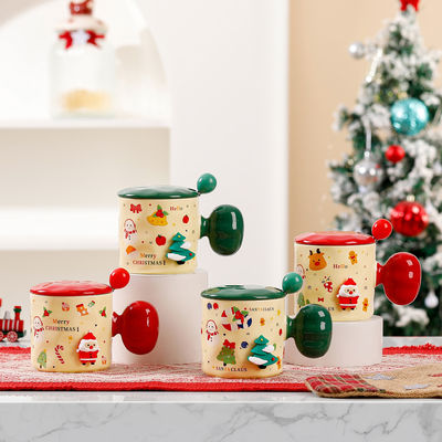 Sublimação Custom Mug 3D de Natal Copo cerâmico com tampa e colher Capacidade 380 ml