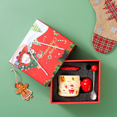 Sublimação Custom Mug 3D de Natal Copo cerâmico com tampa e colher Capacidade 380 ml