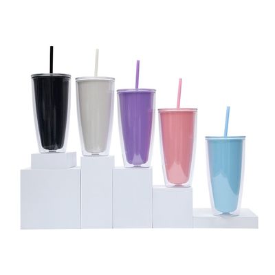 Design de moda OEM Presentes personalizados Copo Frio Luminoso Copo Frio de Plástico de PP Copo Frio de Tumbler com Cobertura e Palha