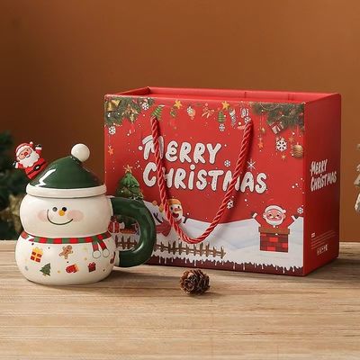 1 peça Garantia Cerâmica Santa Mug Copo de Natal com logotipo personalizado Design e colher
