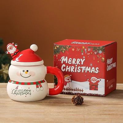 1 peça Garantia Cerâmica Santa Mug Copo de Natal com logotipo personalizado Design e colher