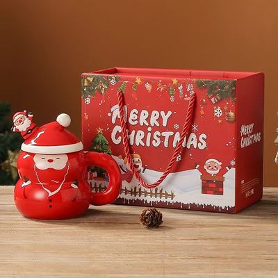 1 peça Garantia Cerâmica Santa Mug Copo de Natal com logotipo personalizado Design e colher