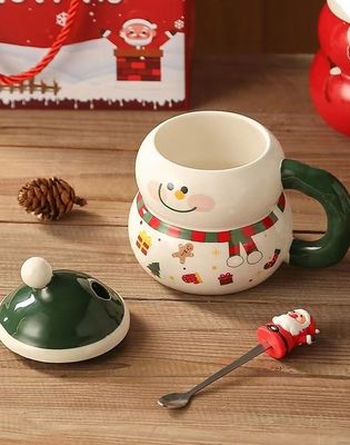 1 peça Garantia Cerâmica Santa Mug Copo de Natal com logotipo personalizado Design e colher