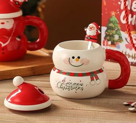 1 peça Garantia Cerâmica Santa Mug Copo de Natal com logotipo personalizado Design e colher