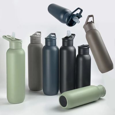 Flasca de aço inoxidável isolado a vácuo com tampa de alça verde 580 ml e 1000 ml