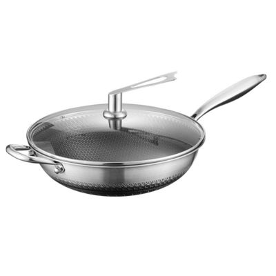 Impressão personalizada Logotipo Wok de aço inoxidável Adequado para fogão e cozinha ecológica