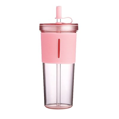 Copo de água de palha resistente ao calor de grande capacidade com tampa de silicone transparente