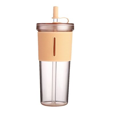 Copo de água de palha resistente ao calor de grande capacidade com tampa de silicone transparente
