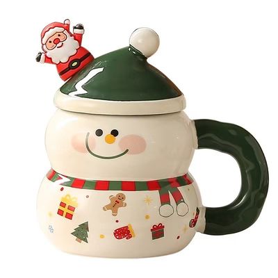 Copo de Natal de porcelana de qualidade alimentar de 400 ml Capacidade Conjunto de presentes de luxo com colher e tampa