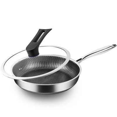 Skillets híbridos de aço inoxidável de camada tripla com design de favo de mel revestido de hexadecimal não pegajoso