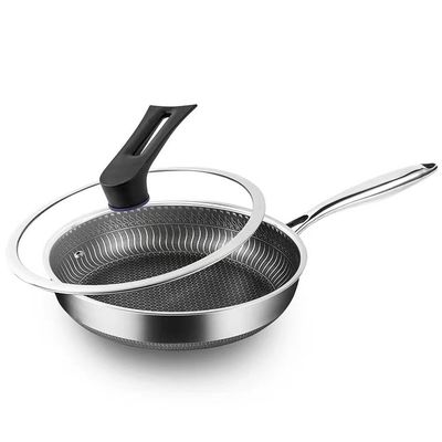 Frigoríficos de aço inoxidável de casca de mel, não-aderentes, de cozimento, com tampa de vidro, para fogão de uso geral