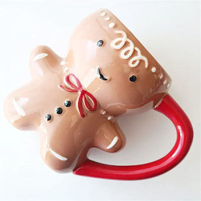 HANDGRIP desenho animado 3D 10OZ presentes bonitos cerâmica pão de gengibre homem caneca de café para o Natal