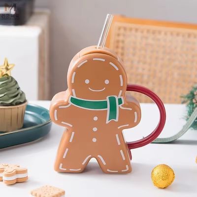 Taça de cerâmica em forma de pão de gengibre sustentável de Natal vintage para família e amigos
