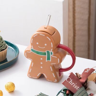 Taça de cerâmica em forma de pão de gengibre sustentável de Natal vintage para família e amigos