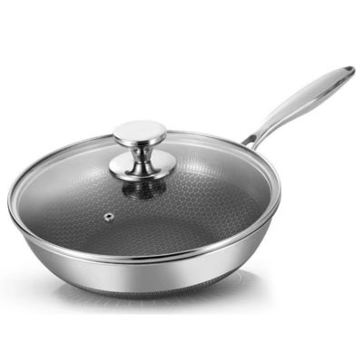 Cobertura de vidro Pato frito utensílios de cozinha panela material de metal Honeycomb Wok Um punho