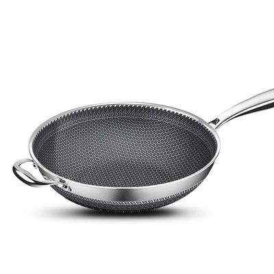Revestimento interno antiaderente Wok de aço inoxidável com aquecimento rápido e modelos personalizáveis
